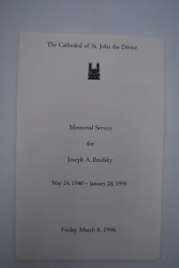 [        ]. Memorial service for Joseph A.Brodsky.