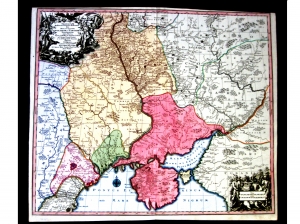 Seutter, Matthaeus. Theatrum belli Russorum victoriis illustratum five Nova et accurata Turcicarum et Tartaricum Provinciarum intra fluvios Tyras f.Niester et Tanaim f.Don ad Oram Ponti Euxini et in Peloponeso Taurica