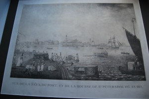 Vue de la Neva, du port, et de la Bourse de St.Petersbourg. An. 1812.